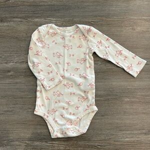 Carter's Cream and Pink Bird Print Bodysuit